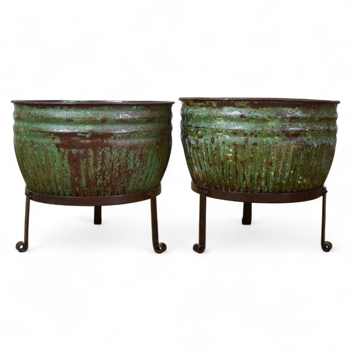 Pair of Vintage Dolly Tub Planets on Iron Stands