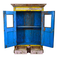 Vintage Worn Painted Rustic Cupboard Cabinet