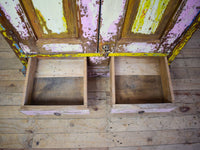 Vintage Worn Painted Rustic Cupboard Cabinet