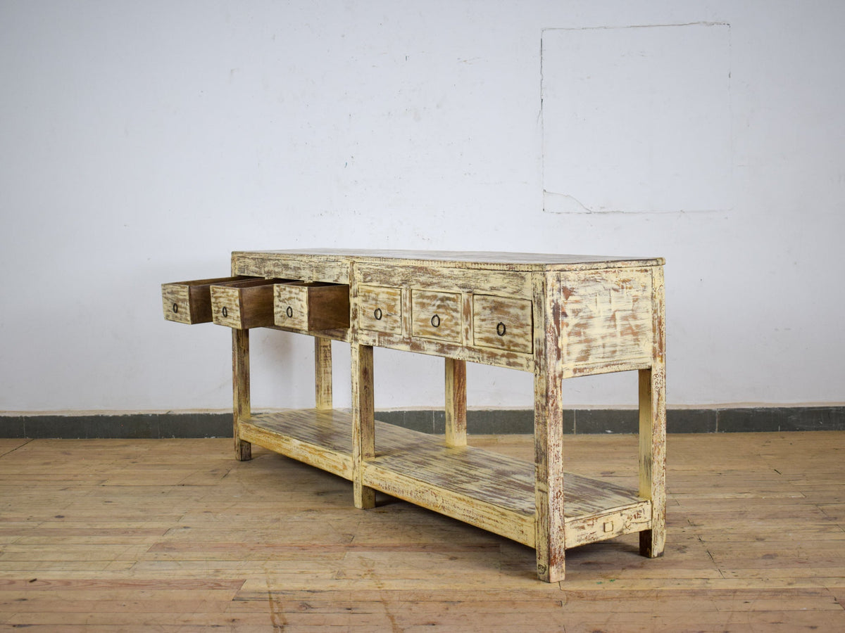 Vintage Solid Wood Rustic Sideboard Cupboard Drawers