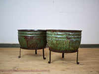 Pair of Vintage Dolly Tub Planets on Iron Stands