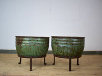 Pair of Vintage Dolly Tub Planets on Iron Stands