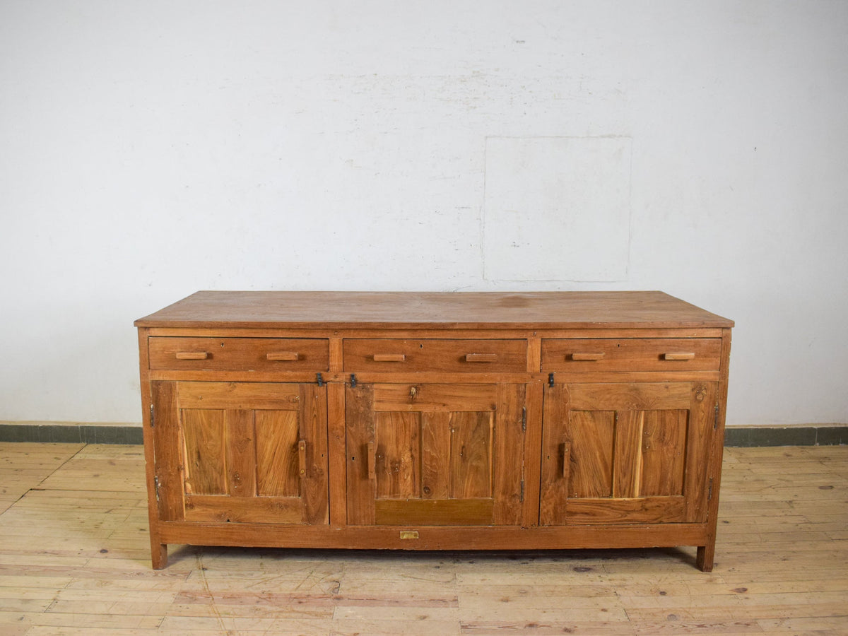 Large Vintage School Teak Science Lab Sideboard Cabinet Kitchen Island