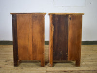 Vintage Reclaimed Carved Wood Pair of Bed Side Cabinet Cupboard