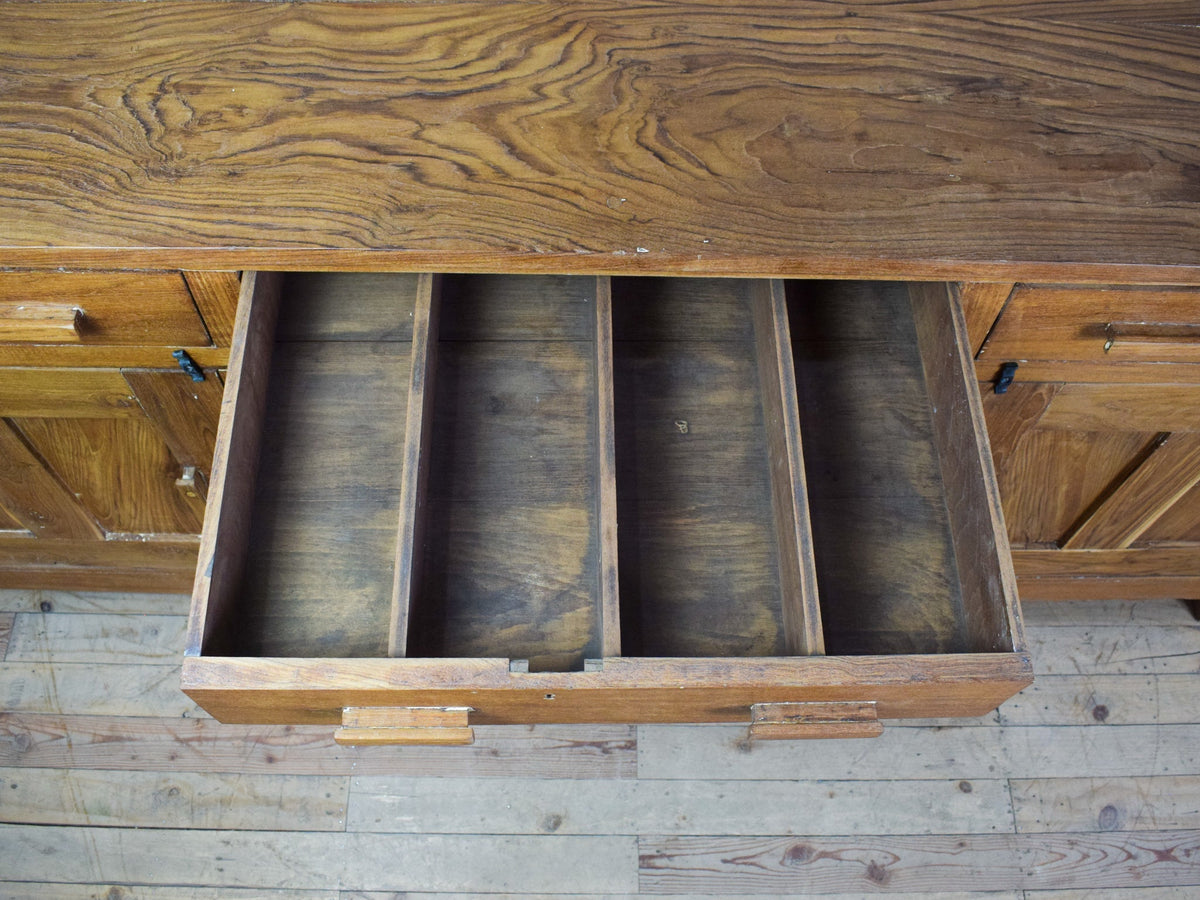 Large Vintage School Teak Science Lab Sideboard Cabinet Kitchen Island