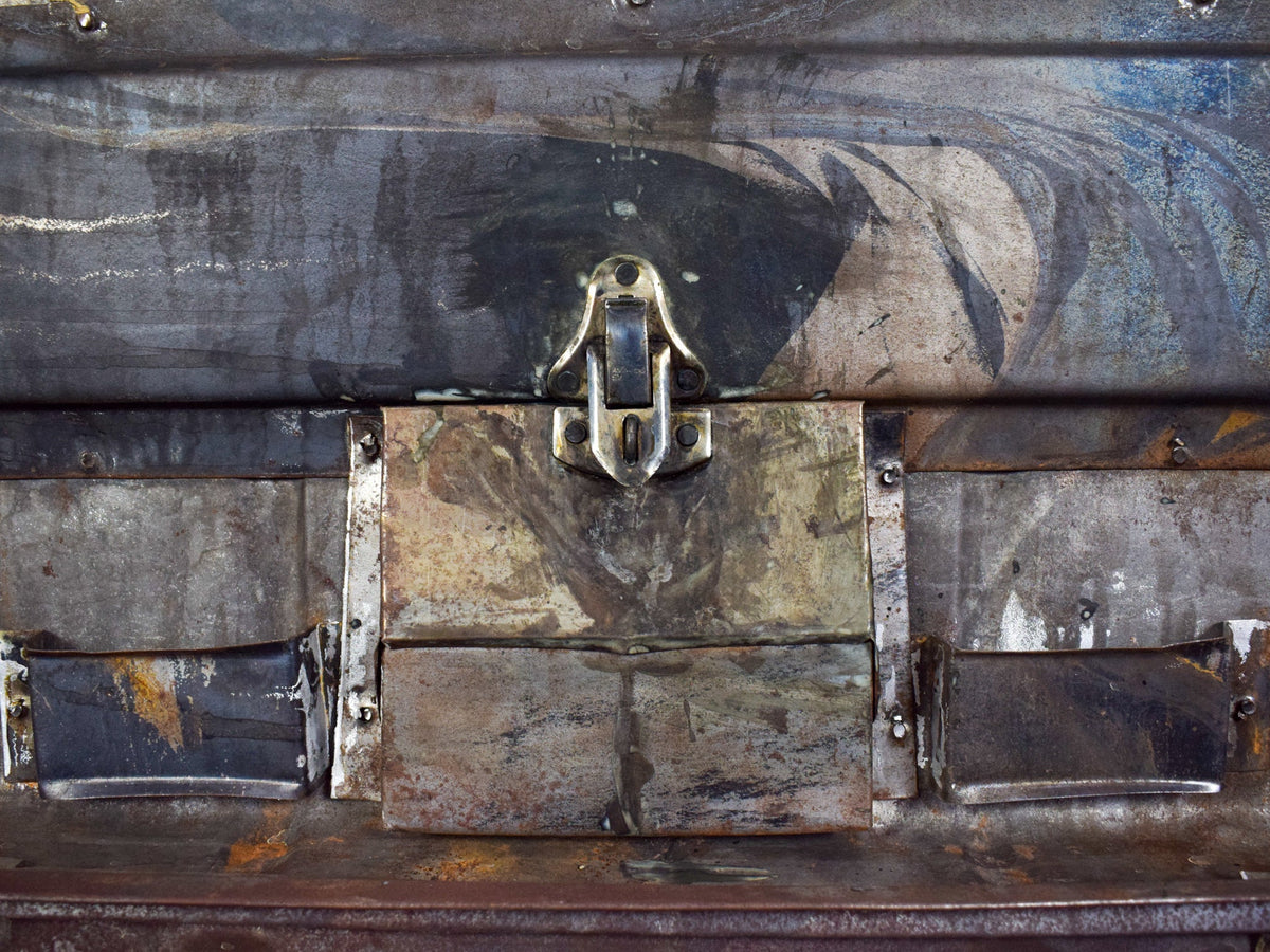 Vintage Indian Hand Painted Metal Travel Trunk Chest