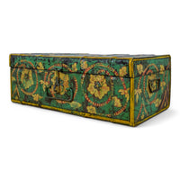 Vintage Indian Hand Painted Metal Travel Trunk Chest