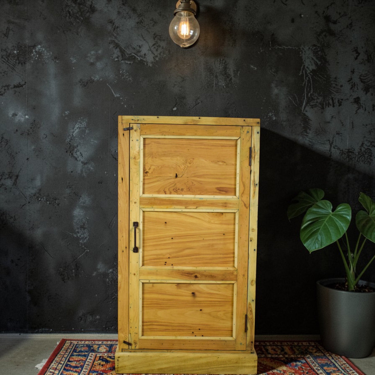 Vintage Rustic Bleached Wood Cupboard Cabinet Storage