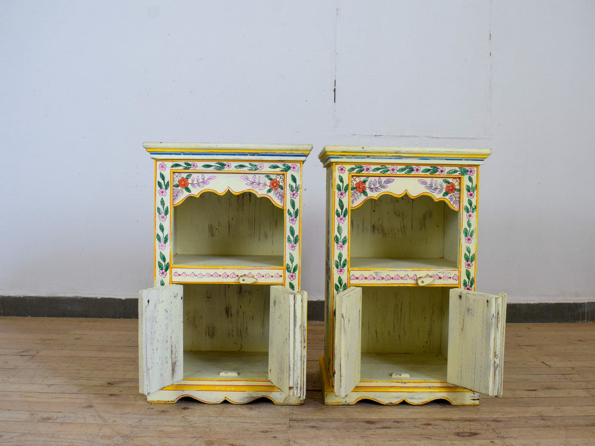 Hand Painted Reclaimed Bedside Cabinet Cupboard