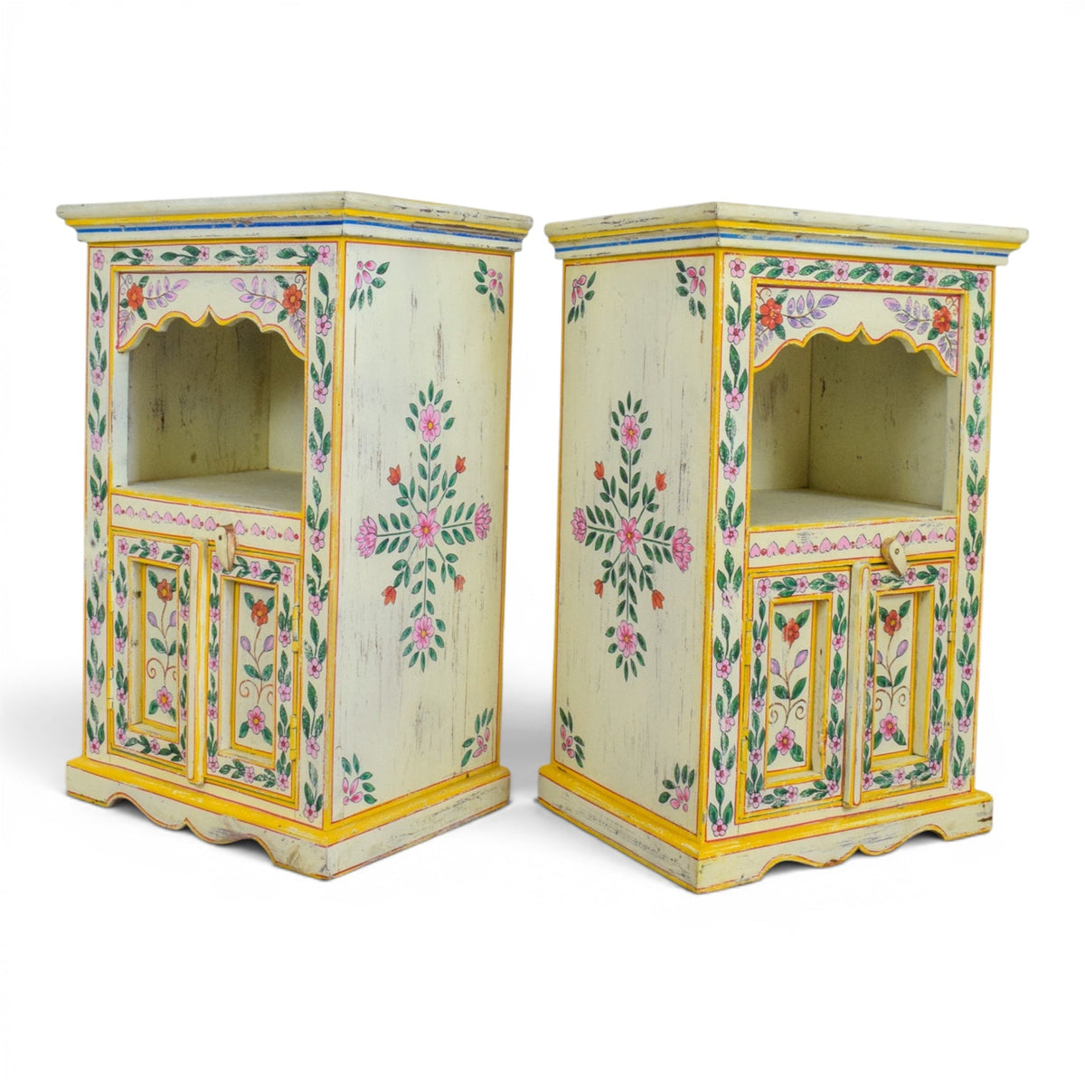 Hand Painted Reclaimed Bedside Cabinet Cupboard