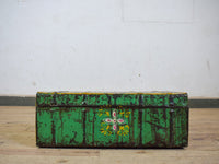 Vintage Indian Hand Painted Metal Travel Trunk Chest