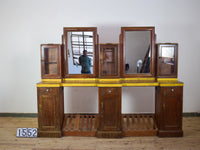 Vintage Original Barber Hairdressers Table Cupboard Cabinet With Mirrors