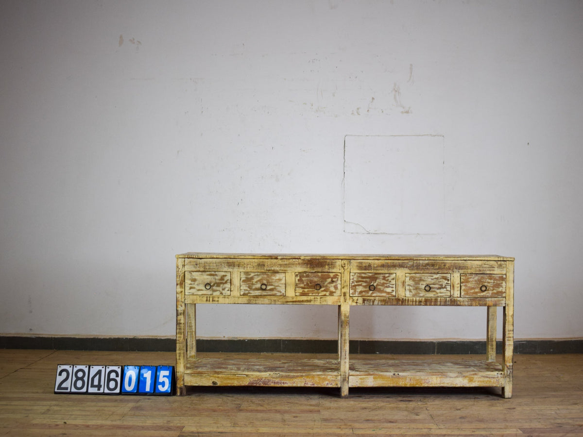 Vintage Solid Wood Rustic Sideboard Cupboard Drawers