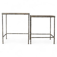 Vintage Style Wood and Metal Nest of Two Coffee Side Tables