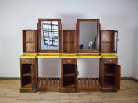 Vintage Original Barber Hairdressers Table Cupboard Cabinet With Mirrors
