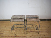 Vintage Style Wood and Metal Nest of Two Coffee Side Tables