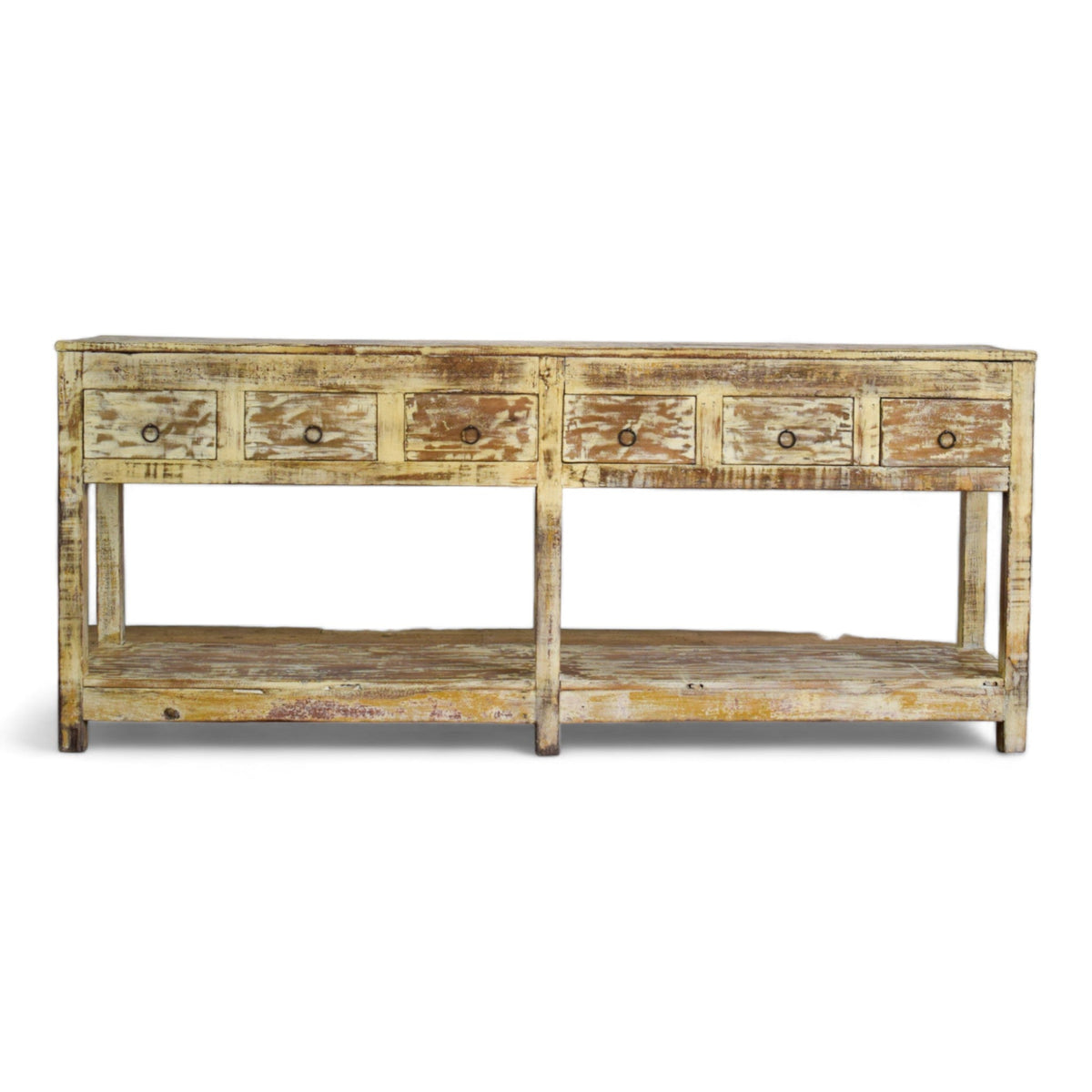 Vintage Solid Wood Rustic Sideboard Cupboard Drawers