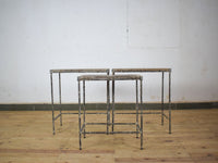 Vintage Style Wood and Metal Nest of Two Coffee Side Tables