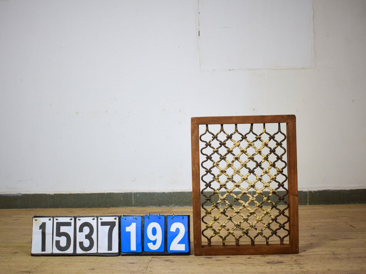 Vintage Wooden Iron Metal Indian Jali Window Frame