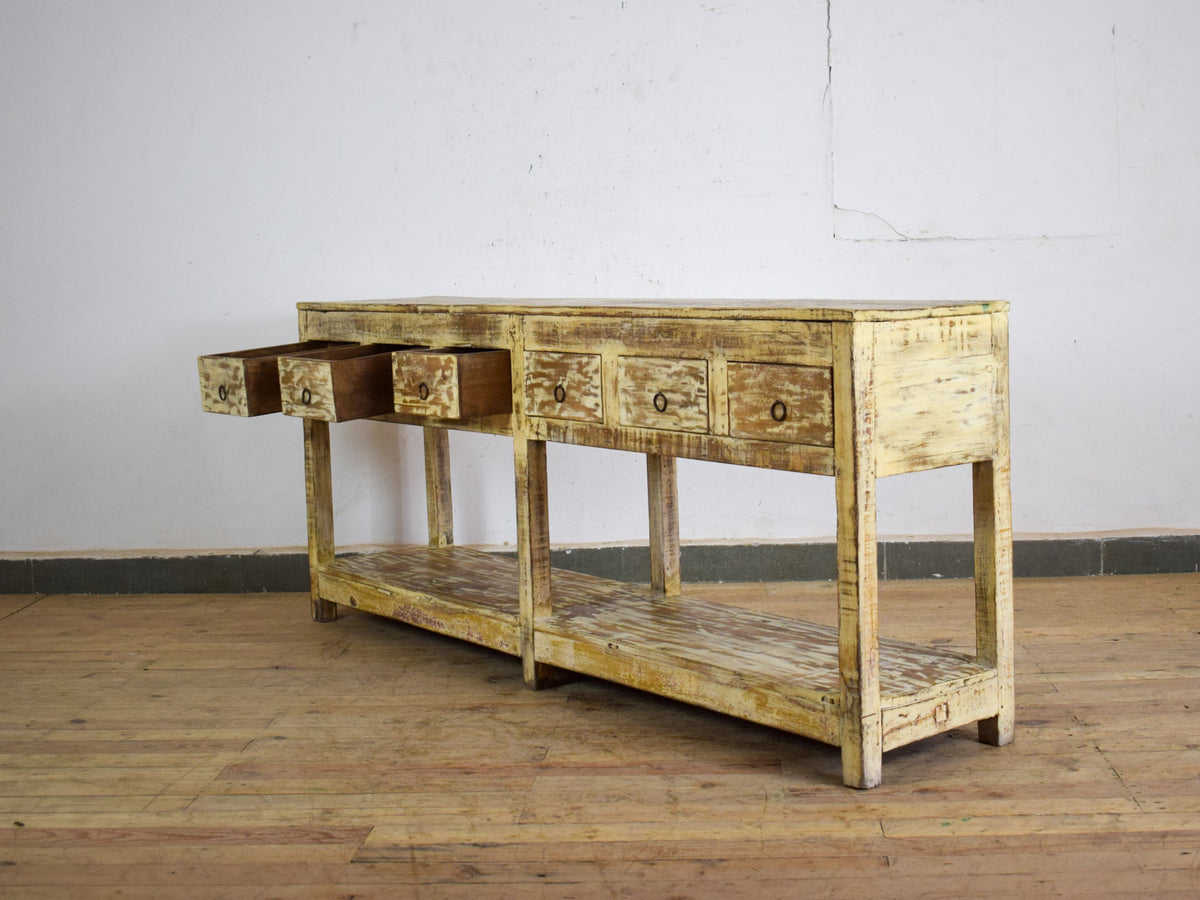 Vintage Solid Wood Rustic Sideboard Cupboard Drawers