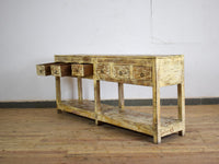 Vintage Solid Wood Rustic Sideboard Cupboard Drawers