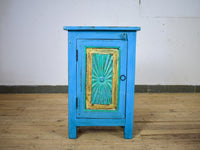Vintage Reclaimed Carved Wood Pair of Bed Side Cabinet Cupboard