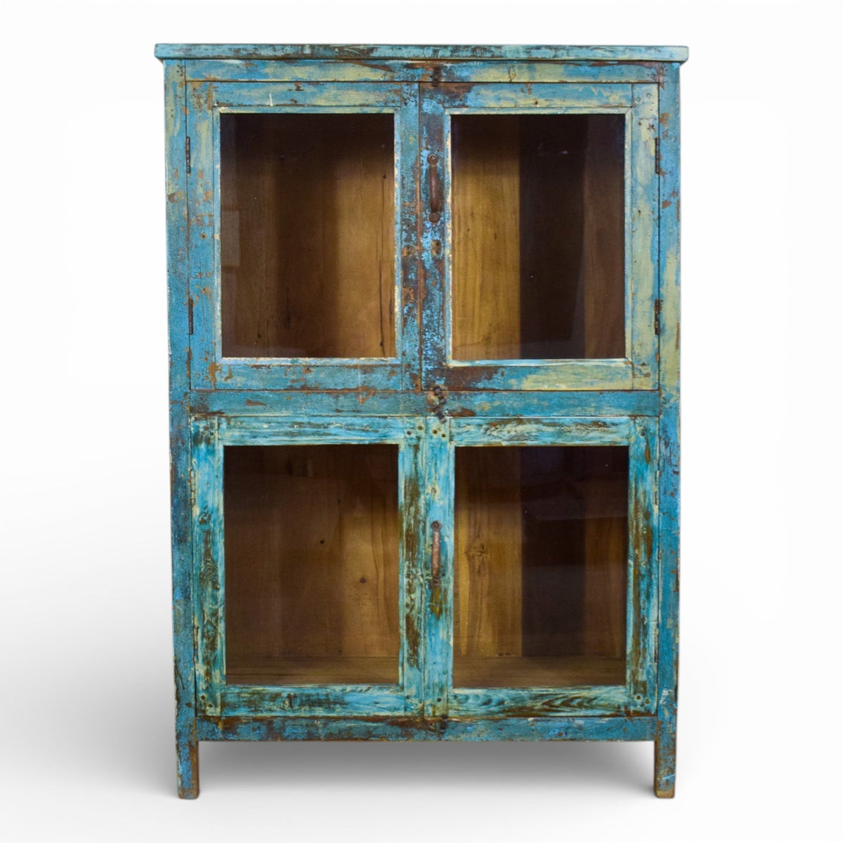 Vintage Worn Painted Rustic Cupboard Cabinet