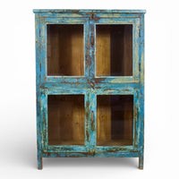 Vintage Worn Painted Rustic Cupboard Cabinet
