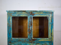 Vintage Worn Painted Rustic Cupboard Cabinet