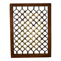 Vintage Wooden Iron Metal Indian Jali Window Frame