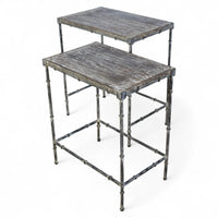 Vintage Style Wood and Metal Nest of Two Coffee Side Tables