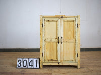 Vintage Rustic Bleached Wood Housekeepers Cupboard Cabinet Storage