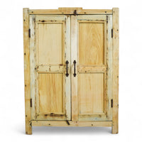 Vintage Rustic Bleached Wood Housekeepers Cupboard Cabinet Storage