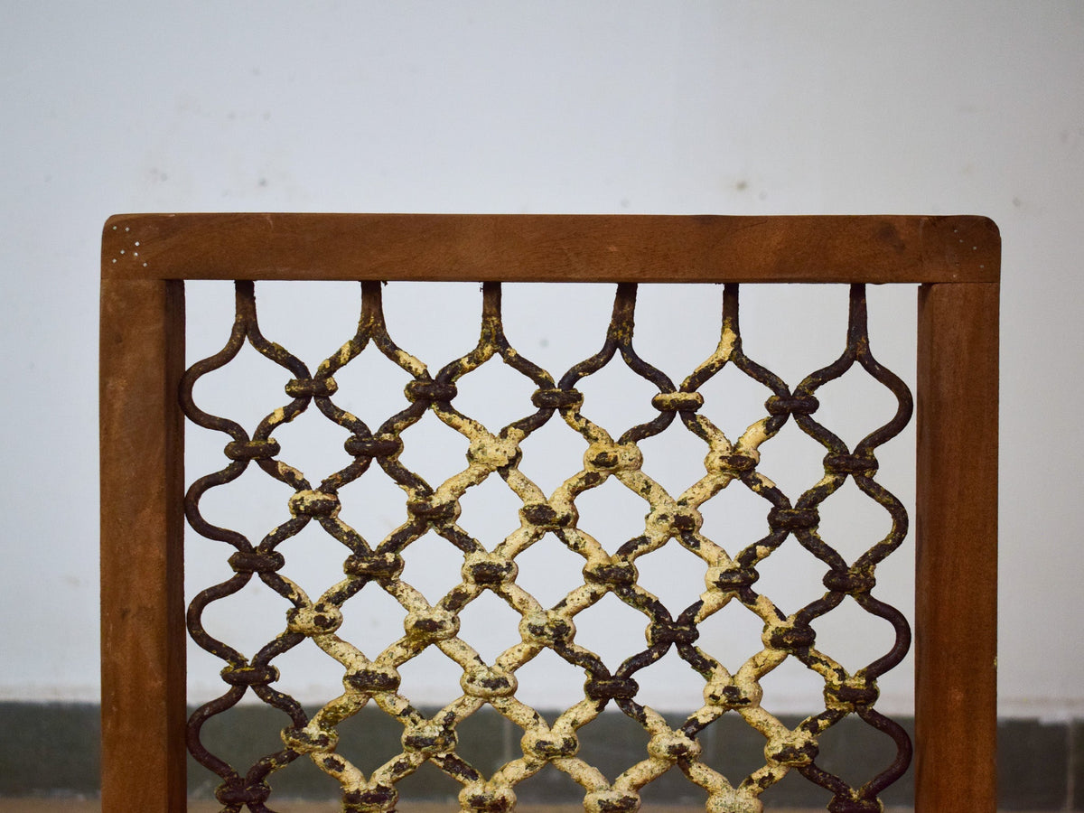 Vintage Wooden Iron Metal Indian Jali Window Frame