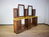 Vintage Original Barber Hairdressers Table Cupboard Cabinet With Mirrors