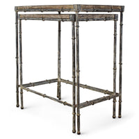 Vintage Style Wood and Metal Nest of Two Coffee Side Tables
