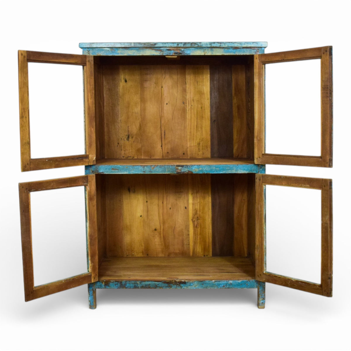 Vintage Worn Painted Rustic Cupboard Cabinet