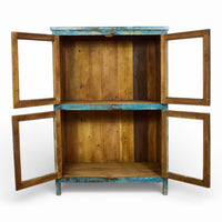Vintage Worn Painted Rustic Cupboard Cabinet