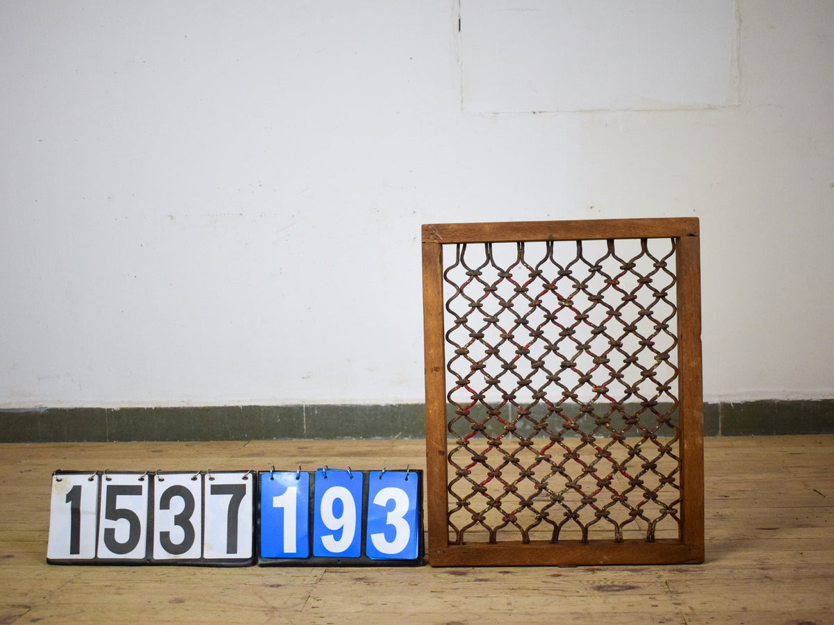 Vintage Wooden Iron Metal Indian Jali Window Frame