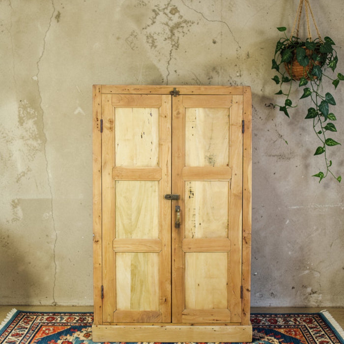Vintage Rustic Bleached Wood Cupboard Cabinet Storage