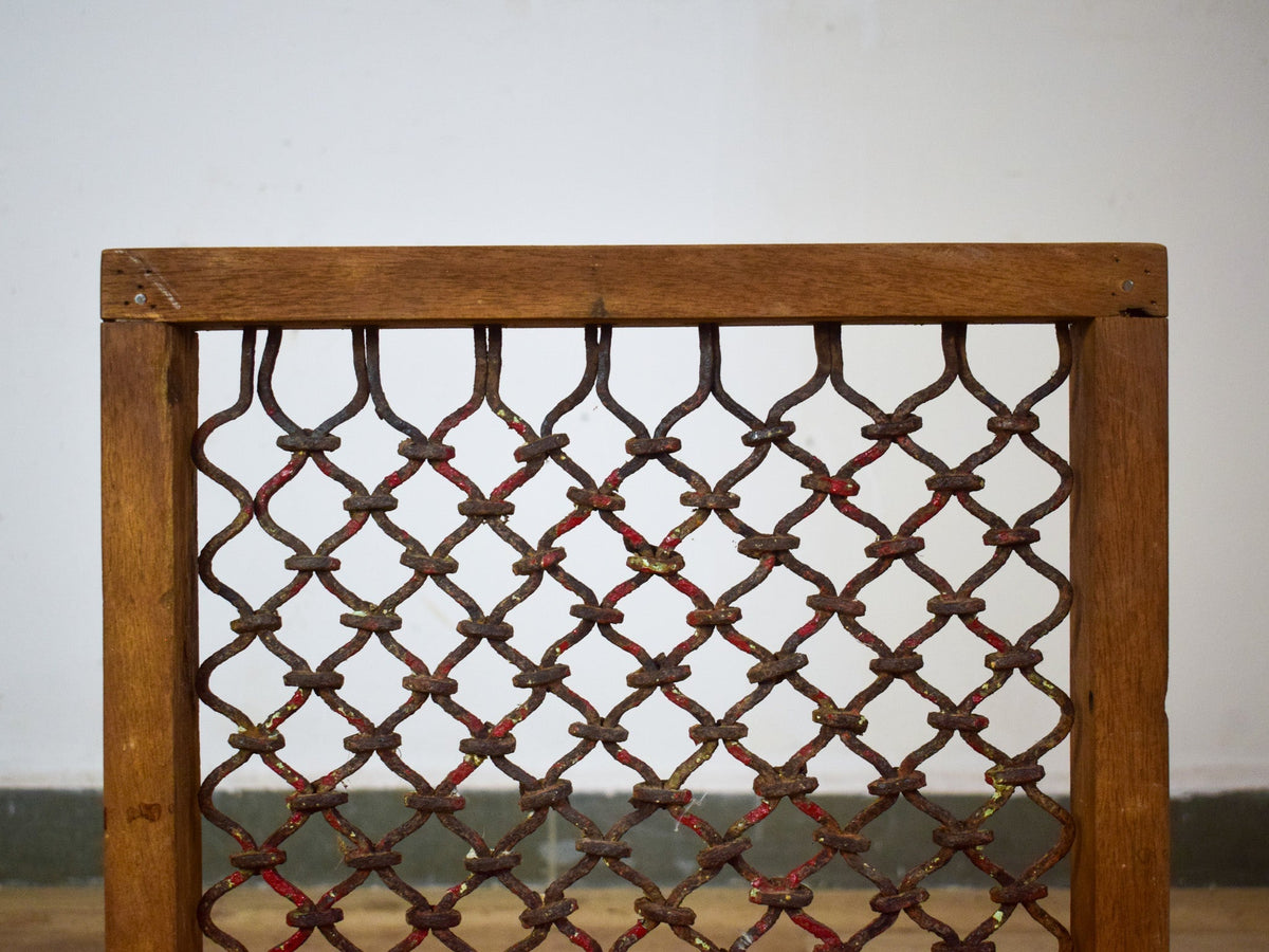 Vintage Wooden Iron Metal Indian Jali Window Frame