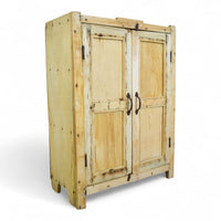 Vintage Rustic Bleached Wood Housekeepers Cupboard Cabinet Storage