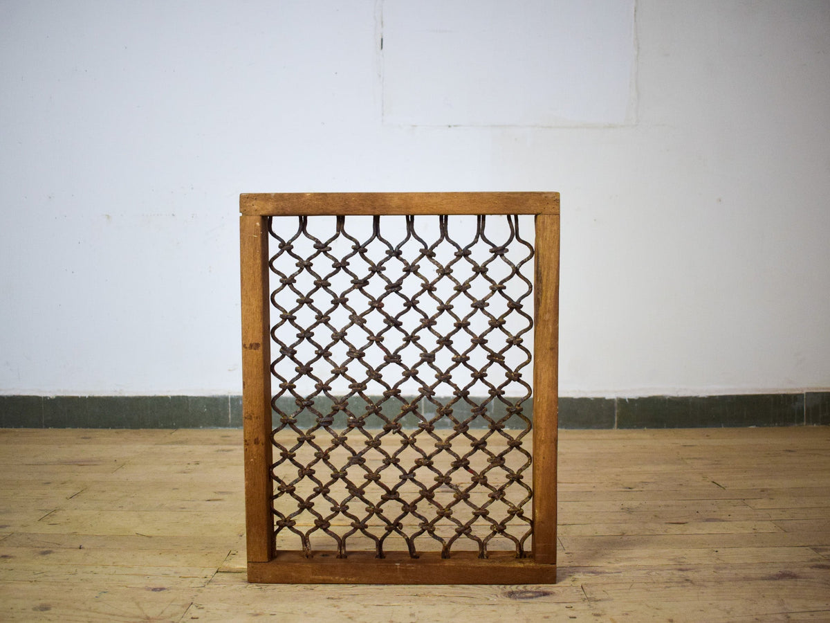 Vintage Wooden Iron Metal Indian Jali Window Frame