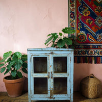 Vintage Worn Painted Rustic Cupboard Cabinet