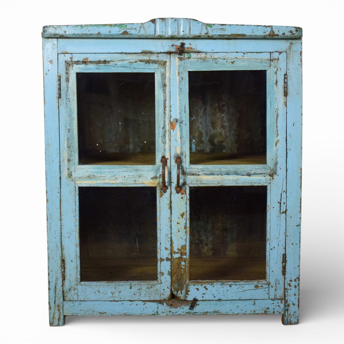 Vintage Worn Painted Rustic Cupboard Cabinet