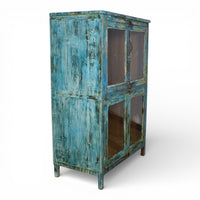 Vintage Worn Painted Rustic Cupboard Cabinet