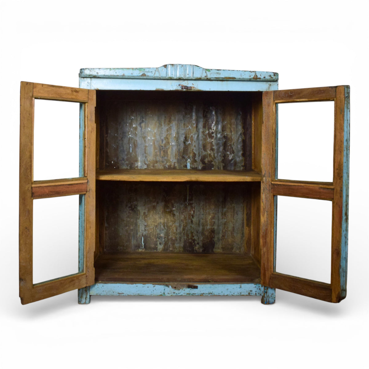 Vintage Worn Painted Rustic Cupboard Cabinet