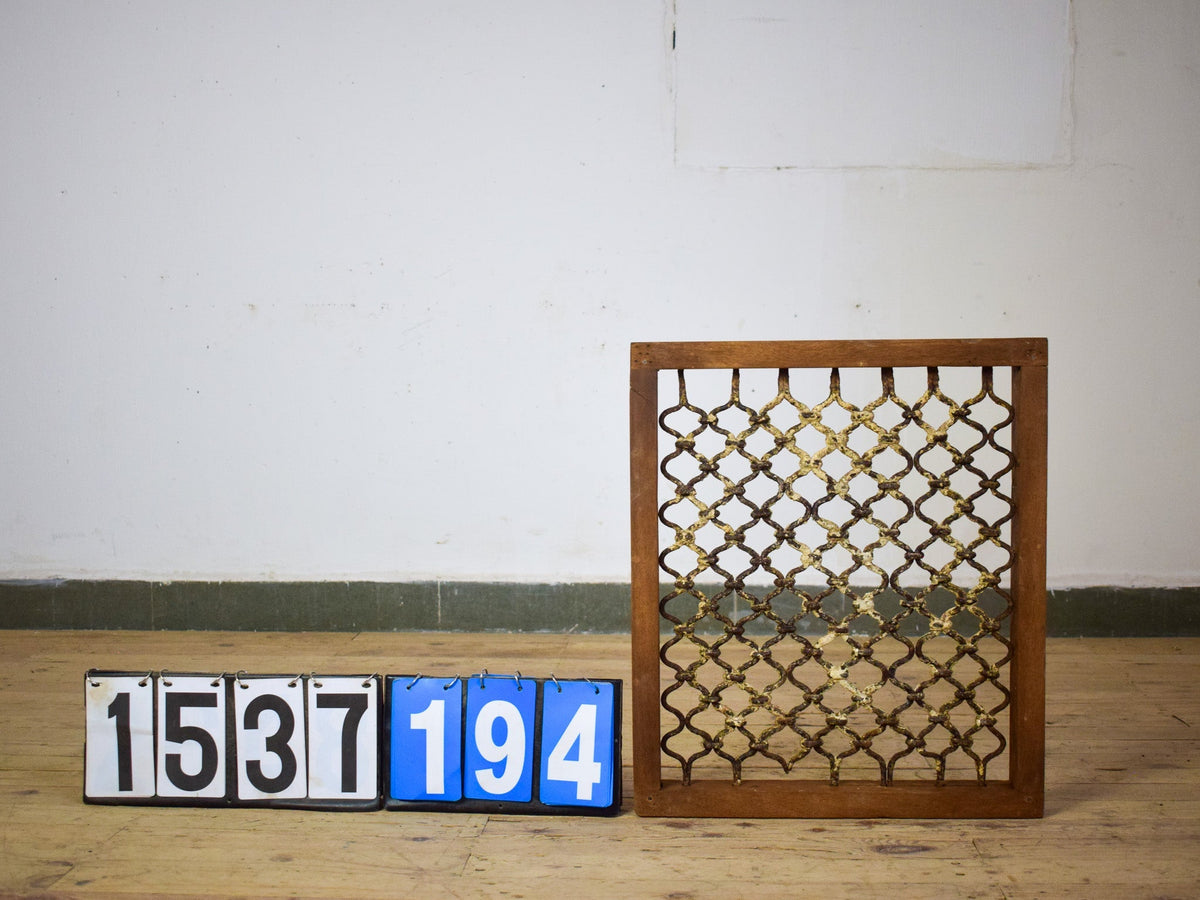 Vintage Wooden Iron Metal Indian Jali Window Frame