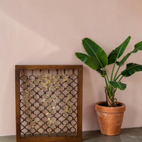 Vintage Wooden Iron Metal Indian Jali Window Frame
