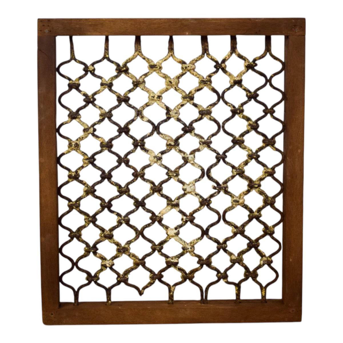 Vintage Wooden Iron Metal Indian Jali Window Frame